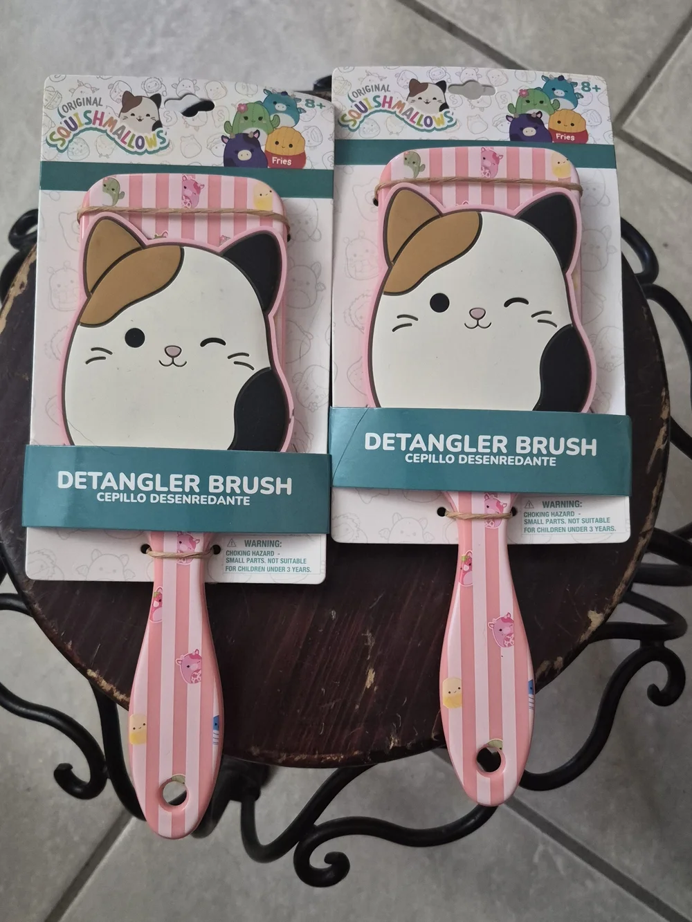 2 New Squishmallows Cam the Cat detangler hairbrushes